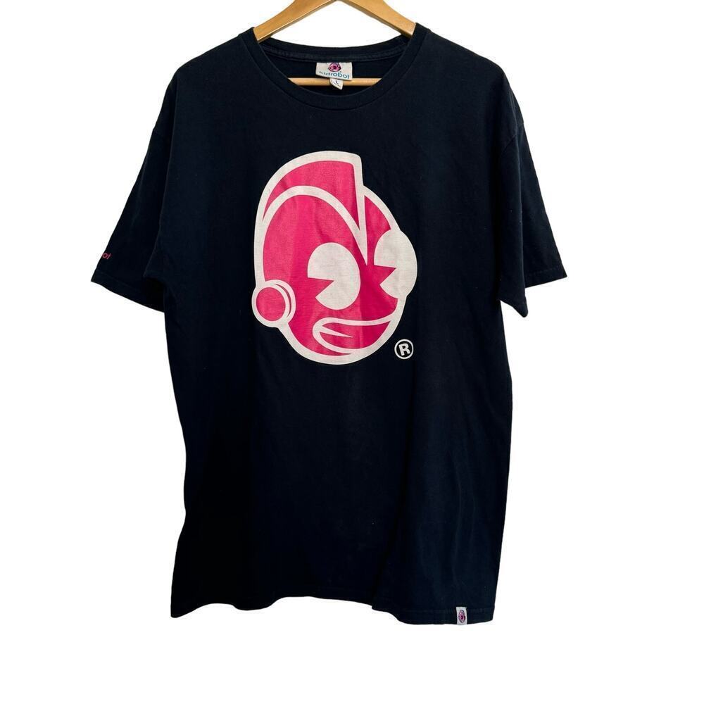Kidrobot Tee Crewneck T-Shirt Limited‎ Edition Short Sleeve Navy Pink Head Sz L